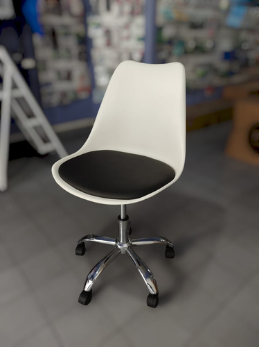 Outlet - Silla De Oficina Tulip Combinada Garden Life Blanco/negro Cuero Sintético