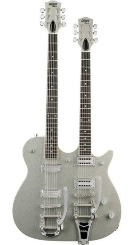 Guitarra Gretsch G5566 Jet Double Neck Color Silver sparkle Material del diapasón Rosewood Orientación de la mano Diestro