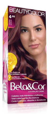  Coloração Kit Bela&cor Todas As Cores - Tinta Para Cabelo Tom 4.66 vermelho profundo