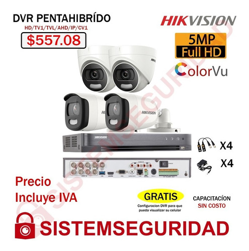 Kit 2 4 8 Camara De Seguridad 5mp Colorvu Color Vu Hikvision