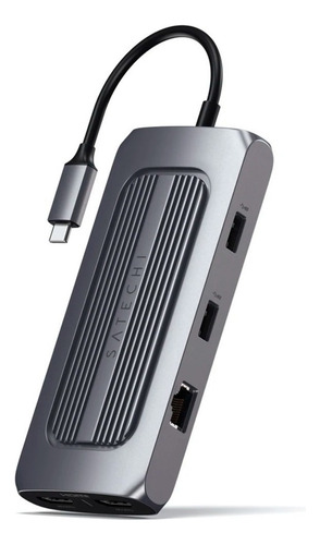 Hub Adaptador Satechi Mx Conector USB-C para Macbook con chip M1 M2 y M3 a ( HDMI 4K / USB-A 3.0 / USB-C / Ethernet / Lector SD y MSD / Jack 3,5mm / usb-c )