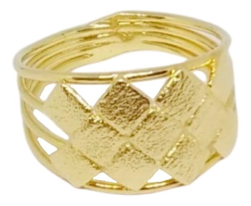 Anillo Oro Amarillo 18k Laminado Mujer Estilo Rombo Dama 