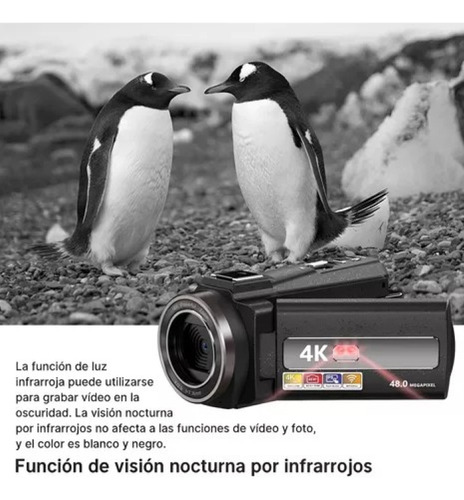 Videocámara Dv 4k 60 Fps 3.0 Pulgadas 18x Visión Nocturna Color Negro