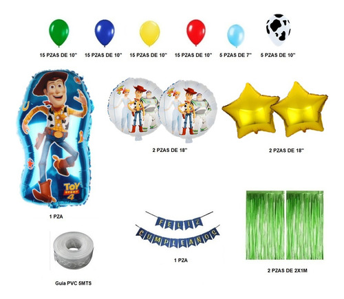 Kit de decoração de festa de aniversário Woody Toy Story 79 unidades em cores multicoloridas