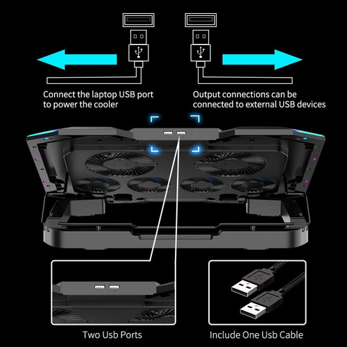 Base Cooler Notebook Enfriador 8 Vent Rgb 14-17 Pulgadas