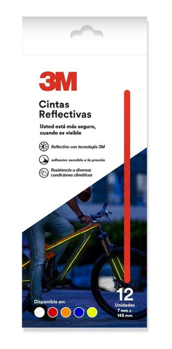Imagen 3 de 6 de 12x Tiras Reflectivas Luminosas 3m® Para Moto Bici, 145x7mm