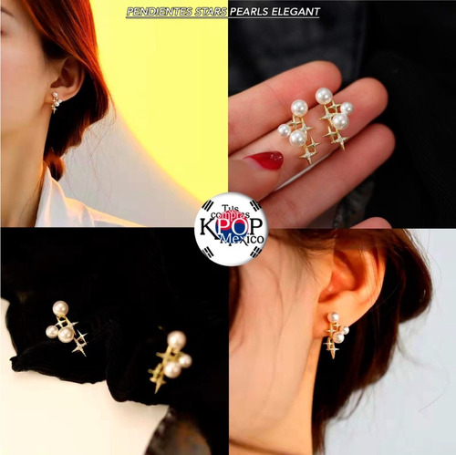 Aretes Stars Perlas Style Korea Mod. 2 Moda Coreana Kpop