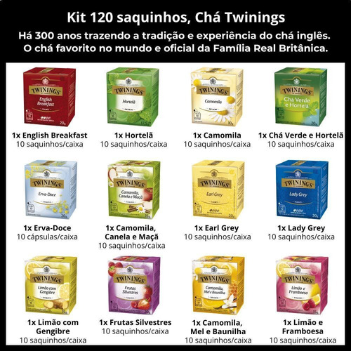 Chá Importado, Twinings, 12 Caixas Com 10 Saquinhos