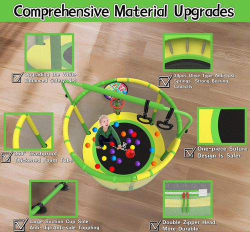 Trampolín Langxun 60 Para Niños, 5 Pies Mini Mini 6-in-1 Al
