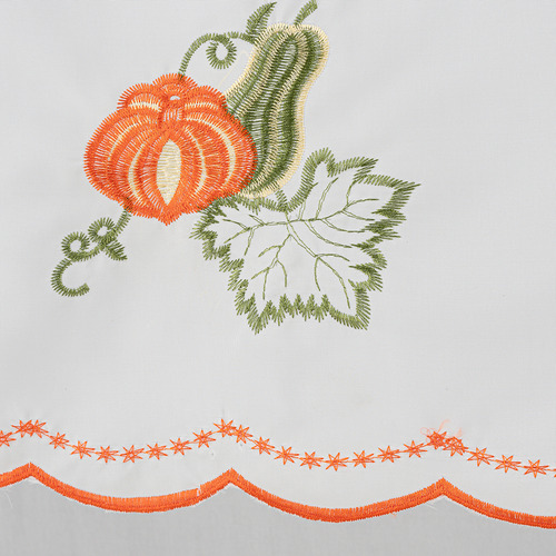 Cortinas Cocina Frutas Bordado Semitransp 2pzs Lino Algodón Calabaza