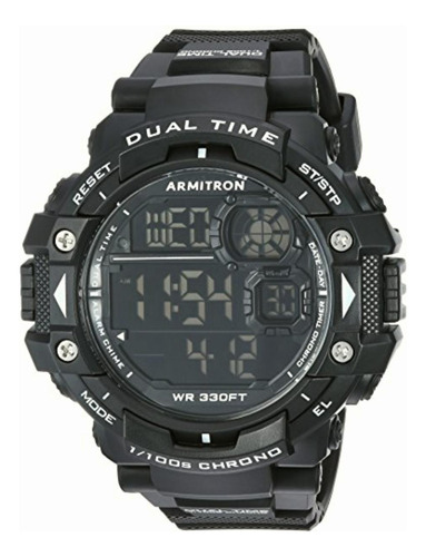 Armitron Sport Resin Strap Watch, Digital Chronograph, Black