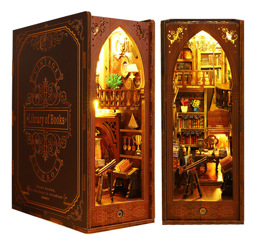 Kit De Rincón De Libros De Madera 3d Para Estantería