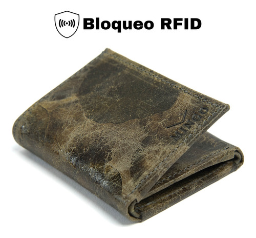 Cartera Hombre De Piel Billetera Triple De Cuero Caballero Gris