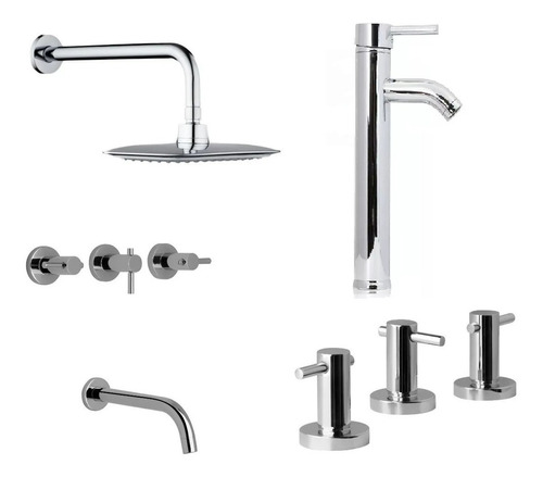 Set Griferías Hydros Zen Lever Baño Con Monocomando Alto Ahora 12 Y 18