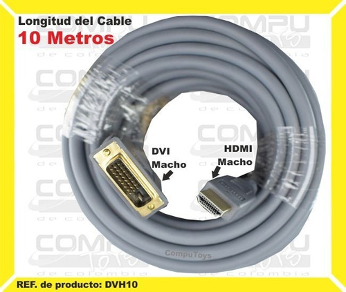 Cable Dvi A Hd (machos) 10 M Ref: Dvh10 Computoys Sas