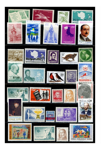 120 Sellos Postales De Chile, Todos Diferentes; Nuevos, Mint