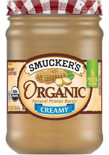 Smucker's Mantequilla De Mani Natural Cremosa Organica, 16 O