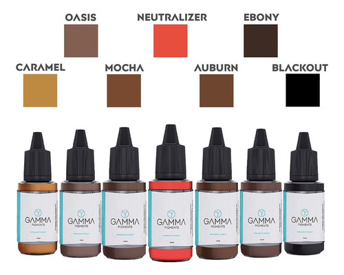 Imagem 1 de 10 de Kit Sobrancelhas Gamma Pigments Com 7 Cores