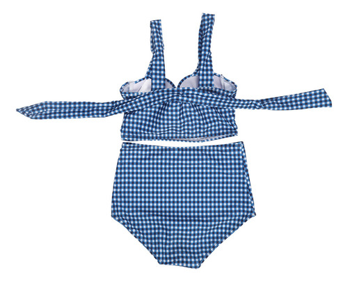 Traje De Baño De Dos Piezas A Cuadros Para Mujer Cintura