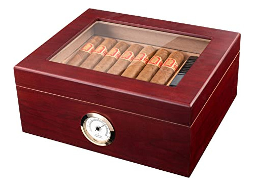 Mantello 25-50 Cigar Escritorio Humidor Royale Glasstop.