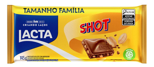 Chocolate Ao Leite Com Amendoim Lacta Shot Pacote 145g
