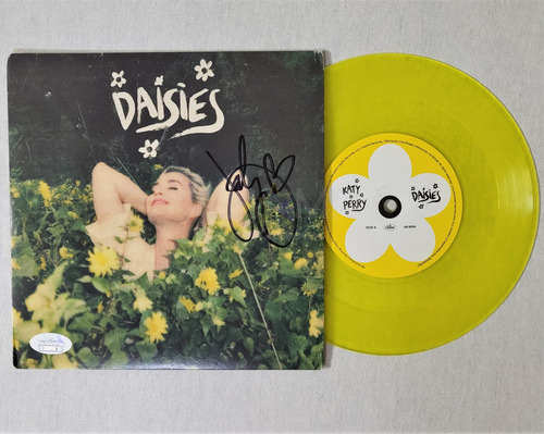 Disco Autografiado Katy Perry Daisies Vinyl 45 Rpm Amarillo