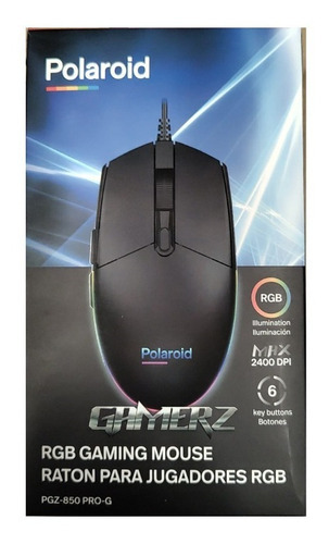 Mouse Rgb Gamer Óptico Polaroid Pgz-850 Pro-g 2400 Dpi Color Negro