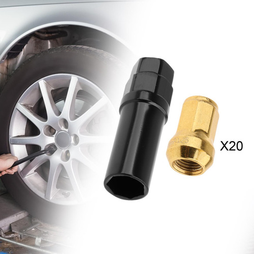 20 Tuercas De Rueda M12 Con Zócalo, Piezas De Oro M12x1.25