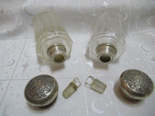 Antig 2 Frascos Perfume Cristal Art Nouveau C/taponcitos (Usado)