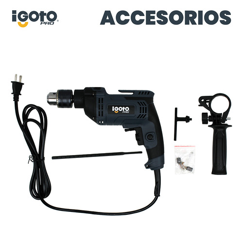 Taladro De Impacto Igoto 850w He1002 Rpm 48,000 Color Gris oscuro Frecuencia 60 Hz
