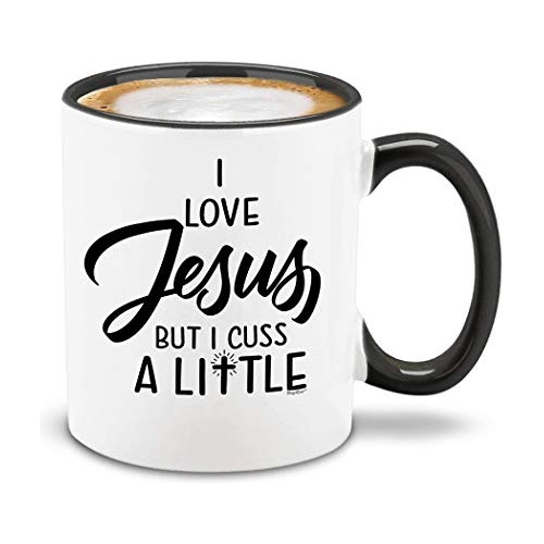 Taza De Caf De Cermica Pulgi Love Jesus But I Cuss A Littlep