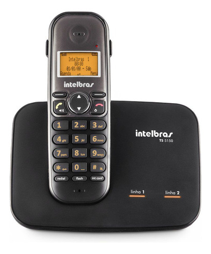 Kit Telefone Sem Fio 2 Linhas Com 4 Ramal Bina Entrada Chip