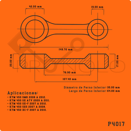 Biela Wössner Para Ktm Sx-f450 07-12