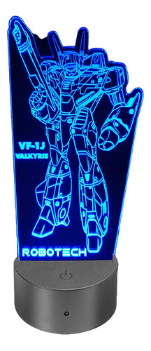 Lámpara Led Ilusión 3d Robotech Valkyrie Vf-1j +control Rem