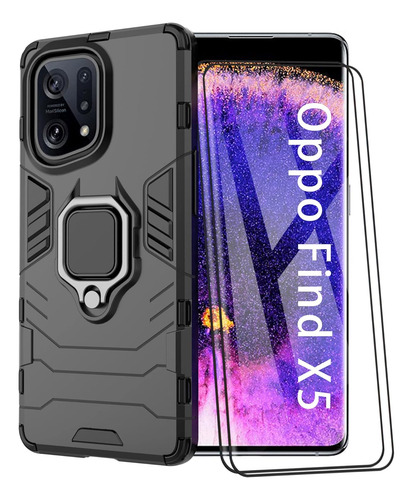 Funda Uso Rudo Carcasa Para Oppo Find X5 +mica Negro Oppo Find X5