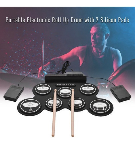 Set De Batería Electrónica Usb Digital Compacto Enrollable