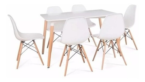 Juego Comedor Mesa Rectangular Eames 120cm + 6 Sillas Eames