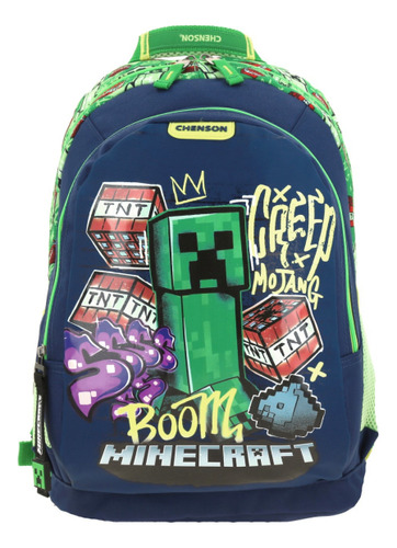 Mochila Grande Escolar Chenson Minecraft Bansk Mc65991-9