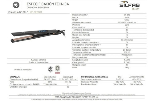 Imagen 4 de 9 de Planchita Pelo Profesional Silfab 58w 230° Display Digital