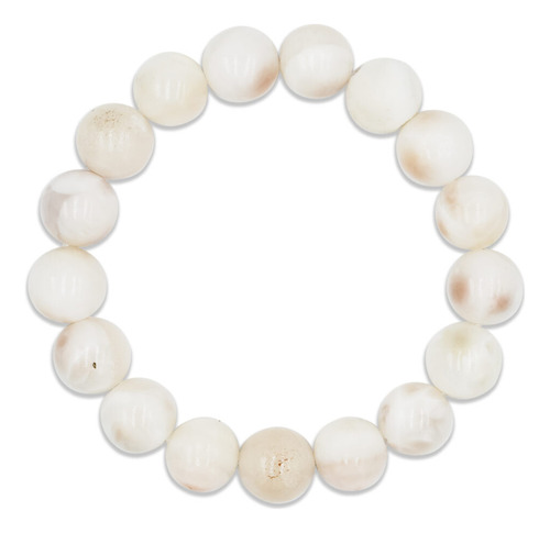 Pulsera Elástica Con Cuentas Natrolita Rosa 10 Mm X 16.5 Cm