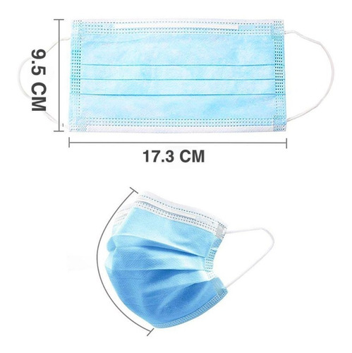 Cubrebocas Con Plieges 3 Capas Con Filtro Protector 100 Pzas