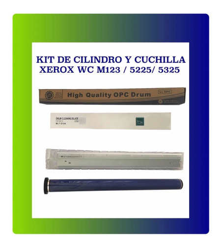 Kit De Cilindro Cuchilla Y Chip Xerox Wc M123/ 5225/ 5330 !