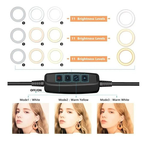 Combo Trípode Con Control Bt + Aro Luz Led Para Celulares