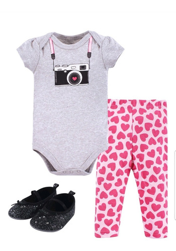 Conjunto Para Bebe Body, Pantalon Y Zapatos 3 Piezas