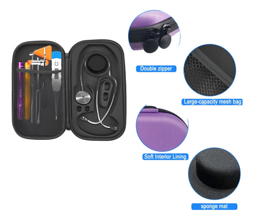 Estuche Rígido Estetoscopio Manija Compatible Littmancoronet Violeta