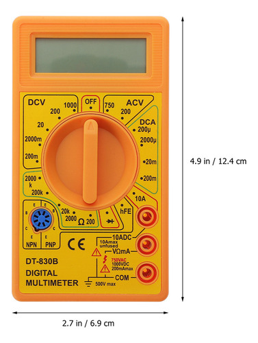 Multímetro Digital Lcd Amarillo Dt-830b Probador Eléctrico