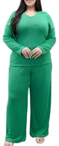 Comprar Conjunt Feminino Plus Size Blusa Manga Longa Calça Pantalona