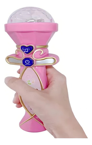 Microfono Infantil Rosa Con Luces Y Sonidos A Pila Con Cable Para Conexion A Celular Tablet O Computadora