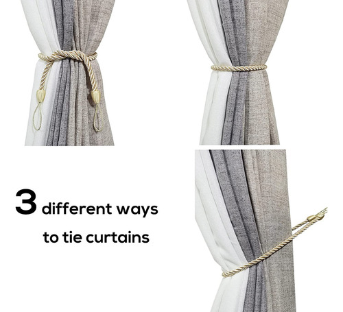 Paquete De 4 Cuerdas De Amarre Para Cortinas, 4 Soportes Par