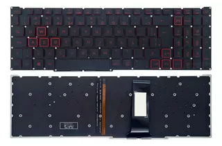 Teclado Para Acer Nitro 5 An517-51 N18c3 N18c4 Vermelho Red